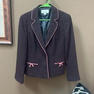 Liz Claiborne pink Swiss dot on black with bow details